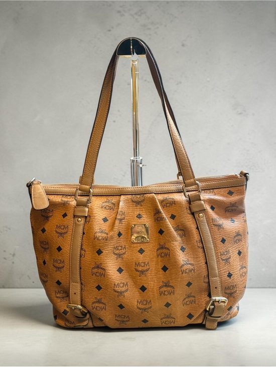 MCM Handbags - MCM Cognac Visetos Logo Shoulder Tote w/ COA